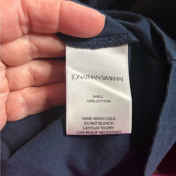 GUC Jonathan Simkhai - Denise Navy Short Puff Sleeve Shirt. Sz XL - Picture 5 of 7